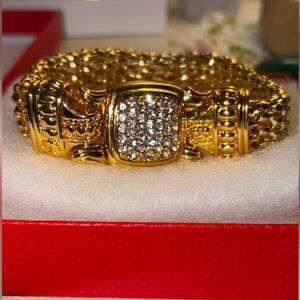Gold Bracelet with Rhinestone Accents